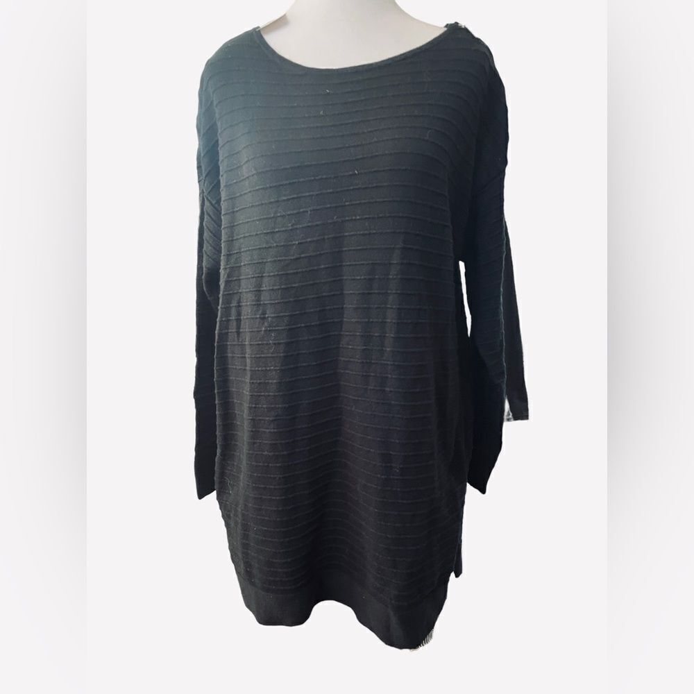 CHICO’S BLACK RIBBED SWEATER, Sz 2